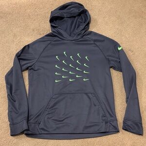 Nike Dark Gray Hoodie with Neon Green Swooshes